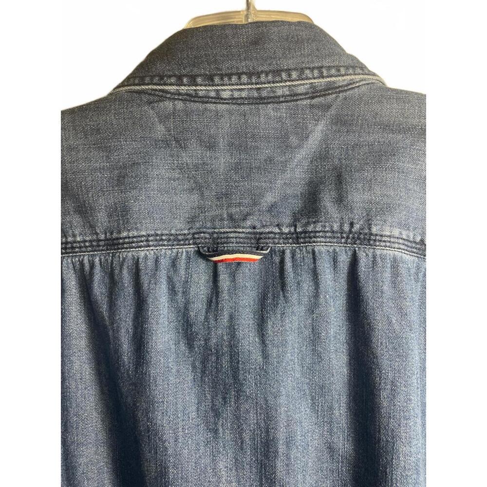 Tommy Hilfiger Denim Shirt Men's Medium Women's Large Button - Picture 7 of 9
